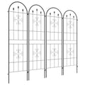 Garden Trellis Panels Set of 4 for Climbing Plants with Decorative Curved Design Black Outsunny