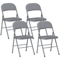 Folding Chairs Set of 4 with Padded Seats for Extra Home Seating Light Grey Outsunny