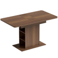 Extending Dining Table with Storage Shelves for Space Saving and Extra Seating Walnut Brown