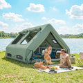 Large Waterproof Inflatable Camping Tent 8-10 Person, 10000mm With Skylights & Floor, Green