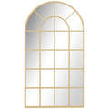 Arched Wall Mirror with Grid Design for Bedrooms and Hallways Gold Tone 110 x 65cm Homcom