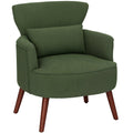 Green Corduroy Retro Accent Chair with Padded Seat and Wooden Legs by HOMCOM