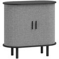 Modern Sideboard with Fluted Sliding Doors and Storage Shelves for Kitchen or Dining, Grey
