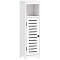 Slim Bathroom Storage Cabinet With Adjustable Shelf And Louvered Door White AOSOM