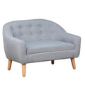 Kids 2 Seater Armchair with Wooden Frame for Bedroom or Playroom Comfort, Grey