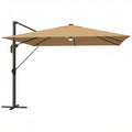 Square Cantilever Parasol with Lights For Garden - Easily Adjustable UPF 30+ Shade - Crank/Tilt - Khaki Outsunny