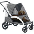 Easy Folding Pet Stroller for Large Dogs with Shock Absorb Frame and Safety Brakes by PawHut AOSOM