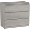 Grey Wood Effect Chest of 3 Drawers Modern Bedroom Storage Unit With Ample Space