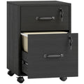 Mobile Filing Cabinet with Lockable Drawers and Hanging File Storage for Home Office Black AOSOM