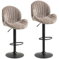 Adjustable Chenille Bar Stools with Curved Backrest for Kitchen Island or Breakfast Bar Brown AOSOM