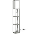 Floor Lamp with Shelves for Extra Storage and Soft Lighting in Small Living Rooms Grey White Homcom
