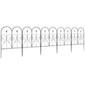 Black Metal Garden Fence Panels Set of 5 Decorative Border Edging With Heart Design