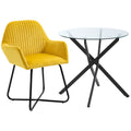 HOMCOM Modern Dining Furniture Set with Round Table and Accent Armchair Black and Yellow AOSOM