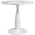 2 Seater Dining Table with Steel Base and Anti Slip Feet for Small Spaces White and Grey