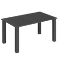 Black Rectangular Garden Dining Table for 6 with Parasol Hole and Steel Frame by Outsunny