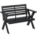 Black Wooden Garden Bench for 2 with Weather Resistant Fir Wood and Modern X Frame Legs Outsunny