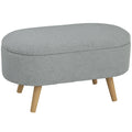 Grey Teddy Fleece Storage Ottoman Footstool with Padded Lid by HOMCOM Homcom
