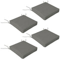 Charcoal Grey 4 Piece Seat Cushion Set With Ties For Garden Chairs Or Indoor Use