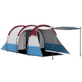 Three Person Two Room Camping Tent With Porch And Organised Storage Red