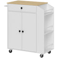 Rolling Kitchen Island with Drawer and Towel Rail for Extra Storage Space, White 82x38x86.5cm