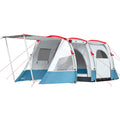 Outsunny 6-8 Person Tunnel Tent, Camping Tent with Bedroom, Living Room, Sewn-in Floor, 3 Doors and Carry Bag, 2000mm Water Column for Fishing, Hiking, Sports, and Traveling, Blue