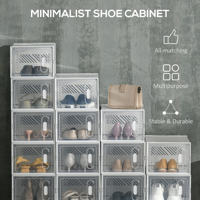 Portable Shoe Storage Cabinet, Clear/White