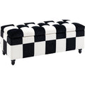 White/Black Velvet Ottoman, 114x47x47cm Homcom