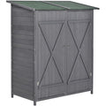 Small Wooden Shed - Storage Table, Asphalt Roof - Grey Outsunny