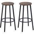 Set of 2 Rustic Brown Bar Stools, Steel Legs Homcom