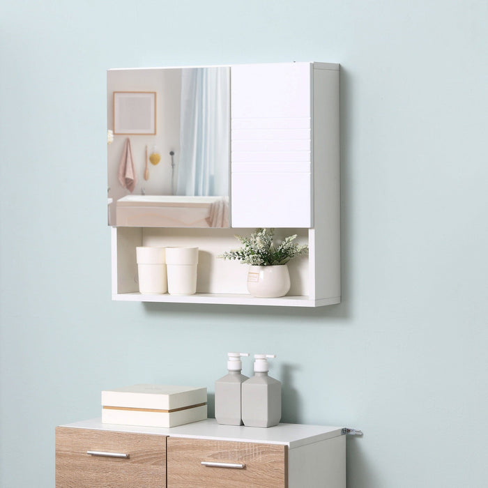 White Wall-Mounted Bathroom Mirror Cabinet, 54 x 15 x 55cm