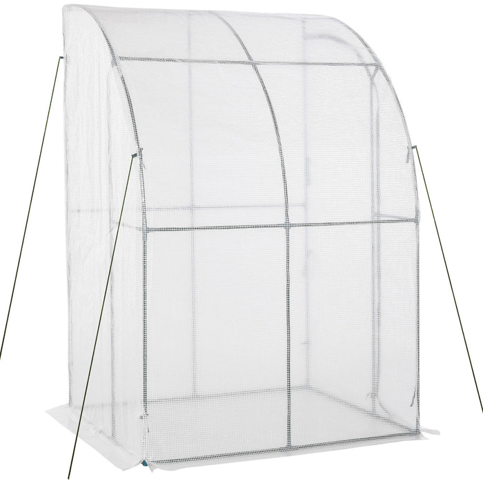 Plastic Lean To Greenhouse - 143x118x212 cm - White