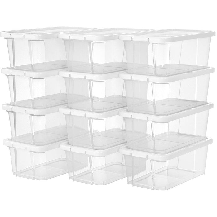 Plastic Shoe Storage Boxes With Lids Set of 12