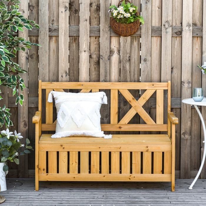 2 Seater Wooden Garden Bench with Storage