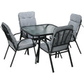 Modern 4 Seat Outdoor Dining Set, Comfy Outdoor Living Outsunny