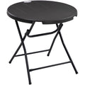 Outsunny Foldable Round Garden Table for 4, Outdoor Dining Table with HDPE Tabletop and Steel Frame, 80 x 80 x 73 cm, Dark Grey Outsunny