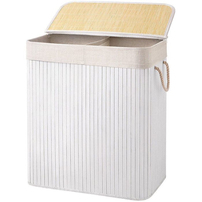 White Bamboo Laundry Basket