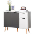 White Storage Cupboard With Grey Doors Homcom