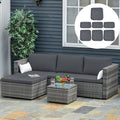 Grey Replacement Cushion Covers for Rattan Sofa (Cover Only) Outsunny