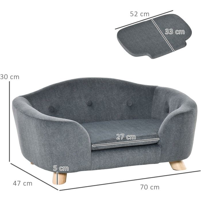 Plush-Covered Pet Sofa with Wooden Frame, 70x47x30cm