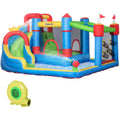 Outsunny 5 in 1 Kids Bounce Castle Large Castle Style Inflatable House Slide Trampoline Pool Water Gun Climbing Wall for Kids Age 3-8 Outsunny