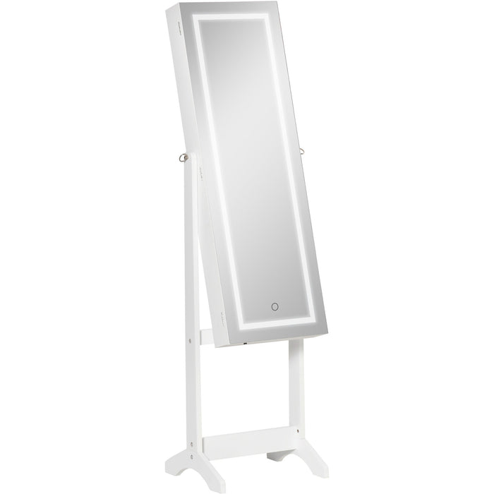 Full Length Mirror Jewellery Cabinet With Lights, White