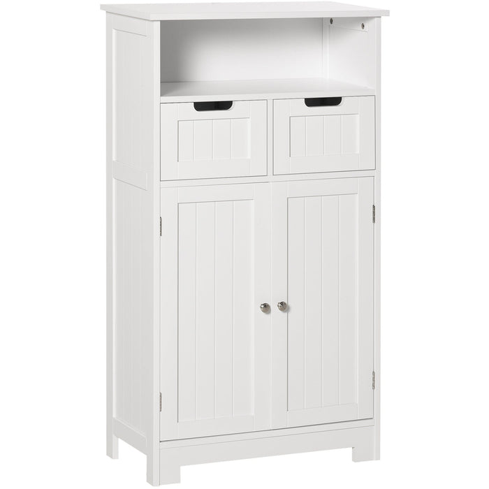White Bathroom Floor Cabinet With 2 Drawers