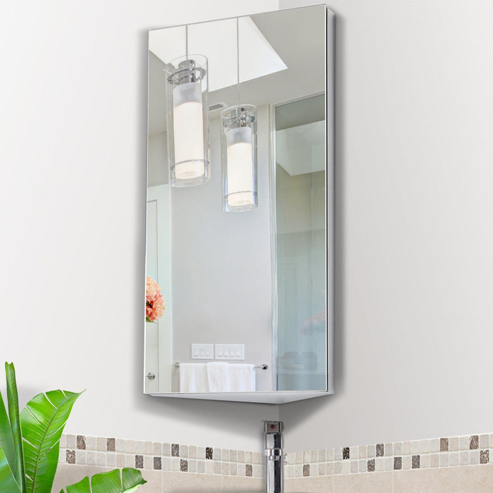 Corner Bathroom Mirror Cabinet, Stainless Steel