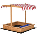Wooden Sandpit With Canopy For Kids Age 3-7 Years Outsunny