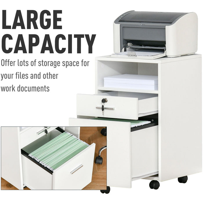 Mobile File Cabinet 39.5x40x60cm White