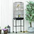 Budgie Cage With Stand, Wheels, Slide-out Tray, 36x46x157cm Pawhut