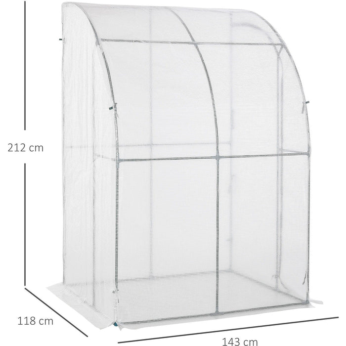 Plastic Lean To Greenhouse - 143x118x212 cm - White