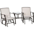 Beige Garden Double Glider with Table Outsunny