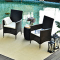 Garden Furniture Bistro Set, 2 Rattan Armchairs and Table Outsunny