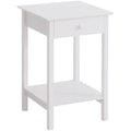 Elegant Bedside Table With Drawer, White Homcom